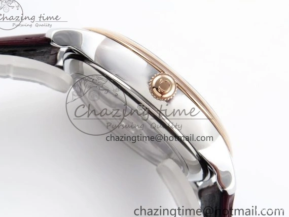 0416 QuickDry De Ville Date RG MKF 1:1 Best Edition Brown Textured Dial Diamonds Marker on Brown Leather Strap A 7747